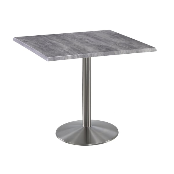 36" Tall OD214 Stainless Steel Table Base 22" Diameter 36"x36" Square Greystone Top